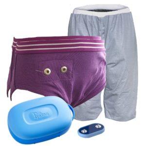 Bedwetting alarm with briefs and Pjama shorts